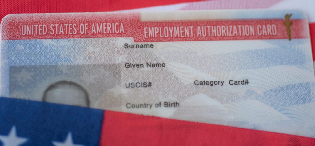 Picture of employment authorization document (EAD)